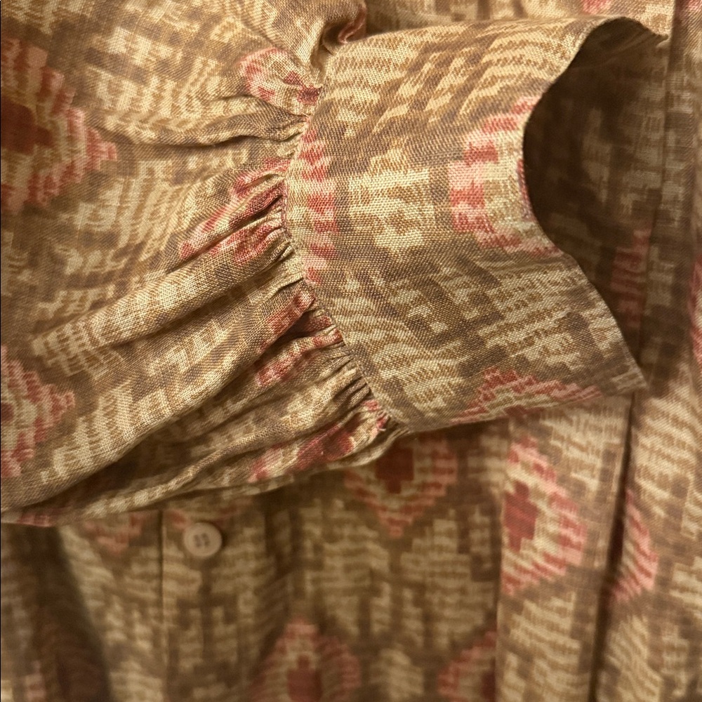 Anne Klein Brown and Rust Patterned Button-Up Blo… - image 5